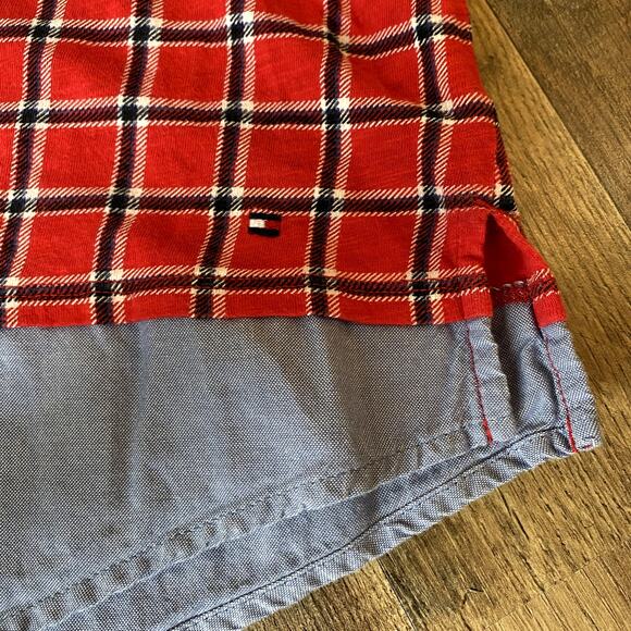 Tommy Hilfiger Women's Red Plaid 3/4 Sleeve Top L - Picture 5 of 8